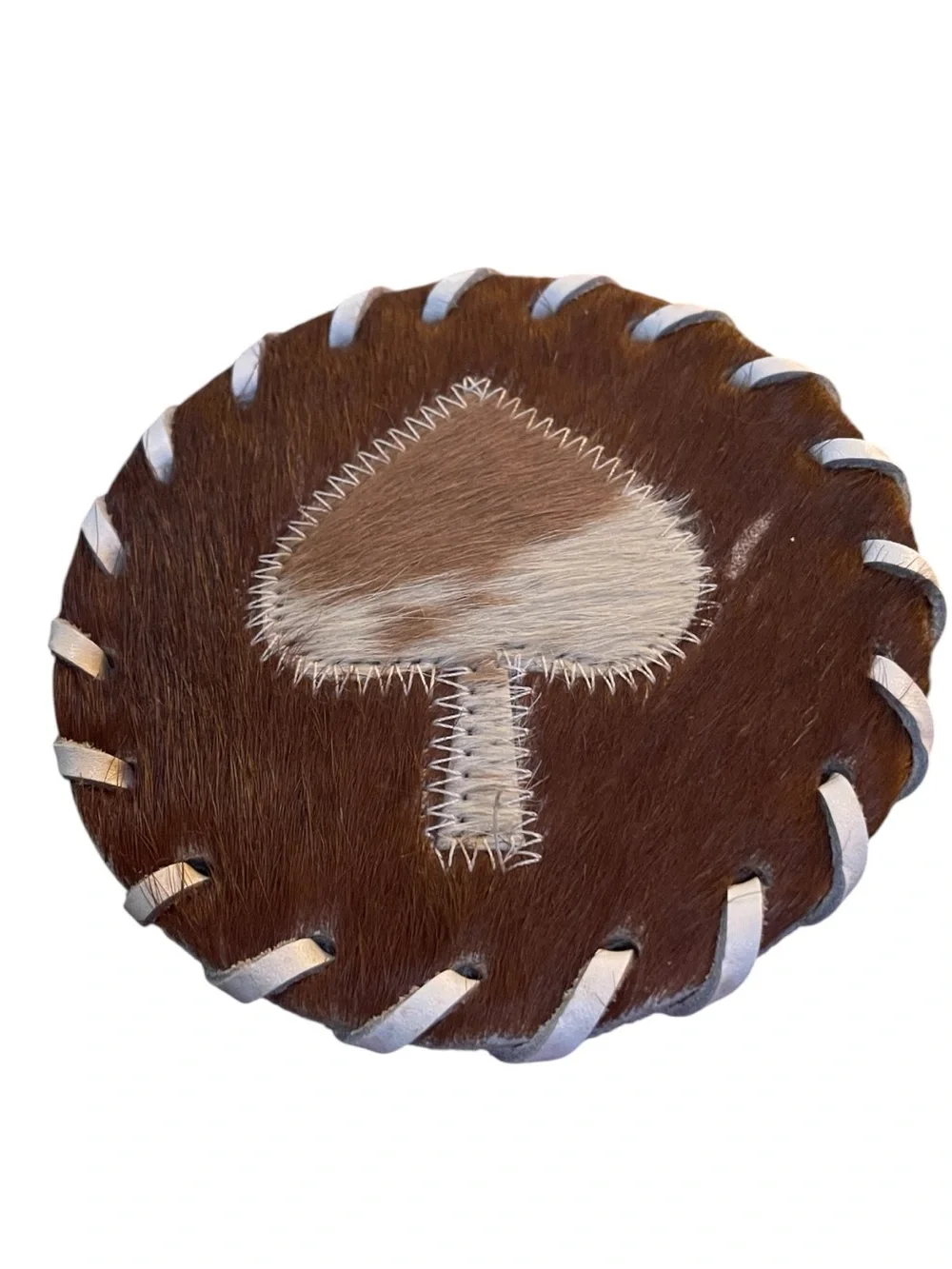 Set/ 4 Leather Cowhide Coasters Western Cowboy Decor Playing Card Suits Gambler